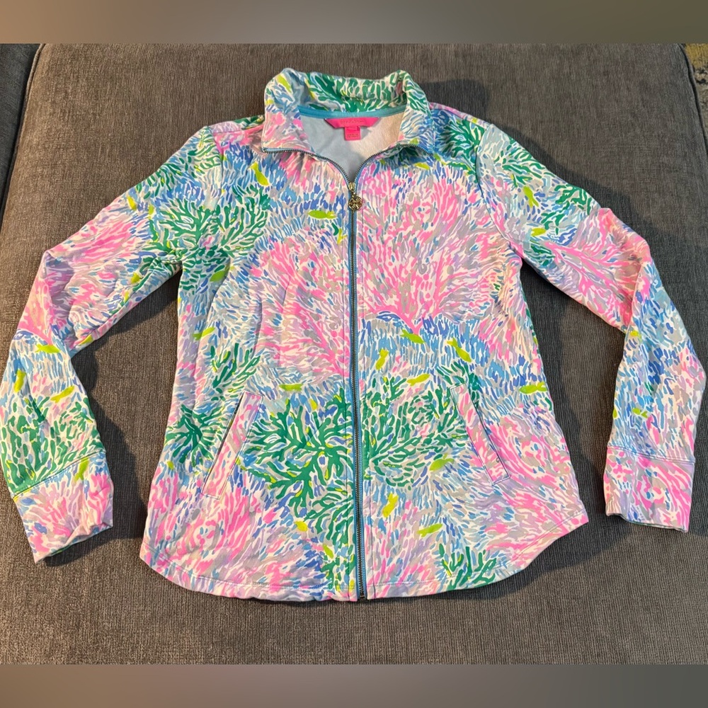 Lilly Pulitzer Luxletic Leona UPF 50+ Multi Stargazer Print Jacket Size XS